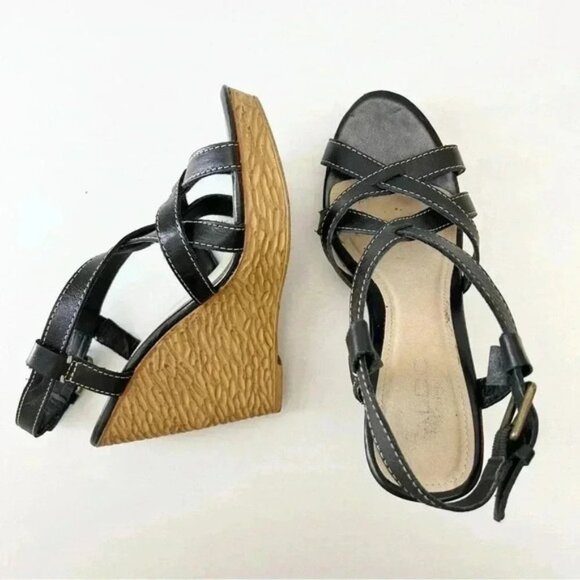Aldo Wedge Sandals Strappy Platform Slingbacks Black EU38 US 7.5 - Picture 13 of 16